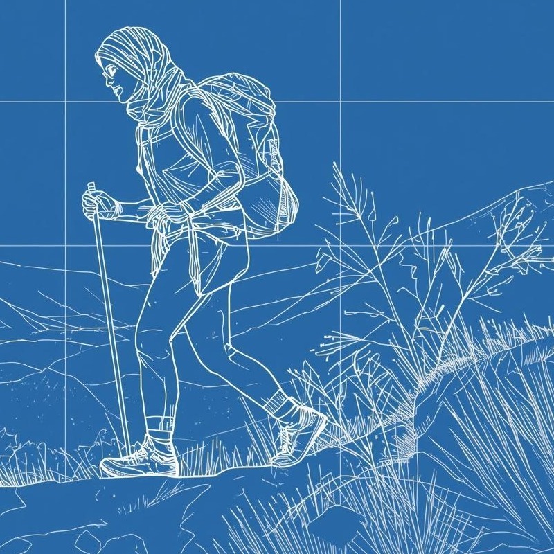 person hiking blueprint style 600x600 (1) - Copy