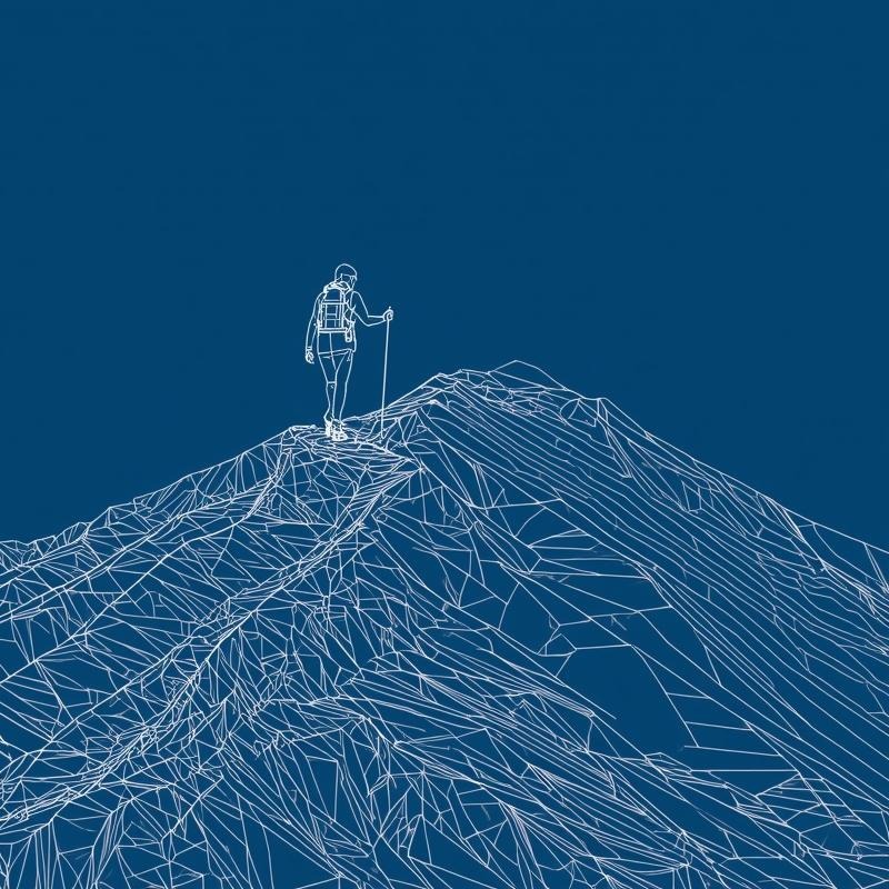 person hiking blueprint style 600x600 person hiking blueprint style 600x600